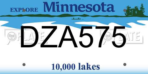 DZA575 Minnesota License Plate