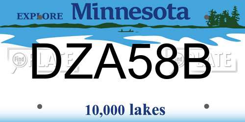 DZA58B Minnesota License Plate
