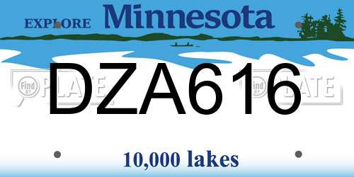 DZA616 Minnesota License Plate