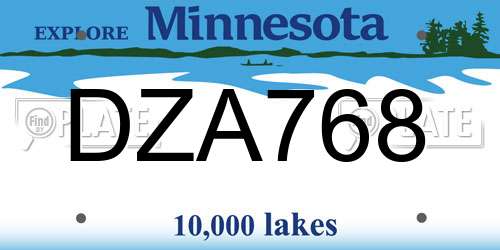 DZA768 Minnesota License Plate