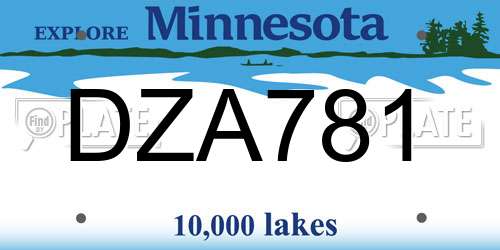 DZA781 Minnesota License Plate