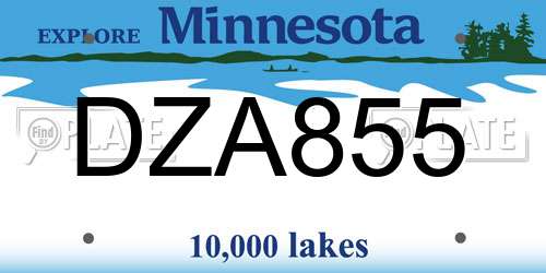 DZA855 Minnesota License Plate
