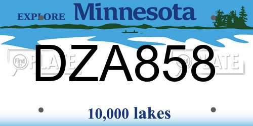 DZA858 Minnesota License Plate