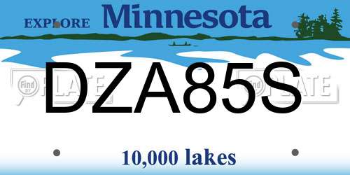 DZA85S Minnesota License Plate