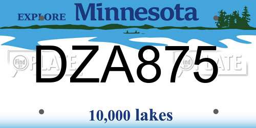 DZA875 Minnesota License Plate