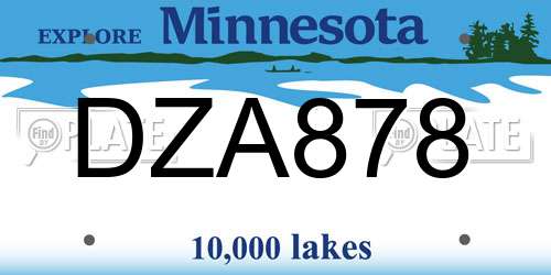 DZA878 Minnesota License Plate