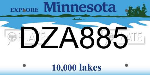 DZA885 Minnesota License Plate