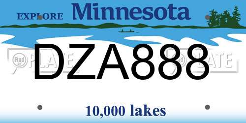 DZA888 Minnesota License Plate