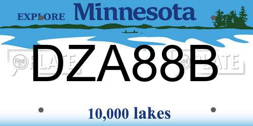 DZA88B Minnesota License Plate