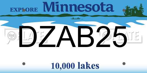 DZAB25 Minnesota License Plate