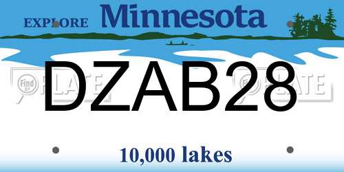 DZAB28 Minnesota License Plate