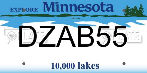 DZAB55 Minnesota License Plate