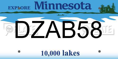 DZAB58 Minnesota License Plate