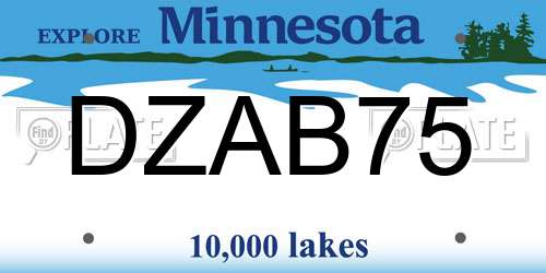 DZAB75 Minnesota License Plate