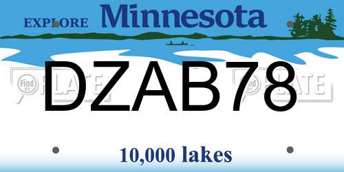 DZAB78 Minnesota License Plate
