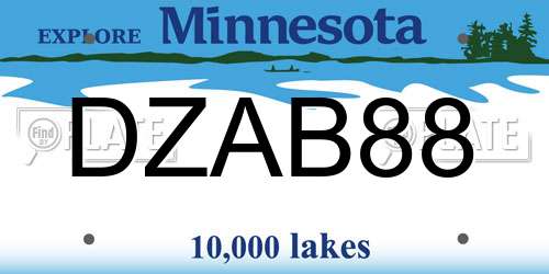 DZAB88 Minnesota License Plate