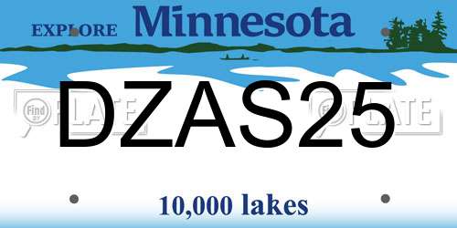 DZAS25 Minnesota License Plate
