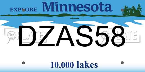 DZAS58 Minnesota License Plate