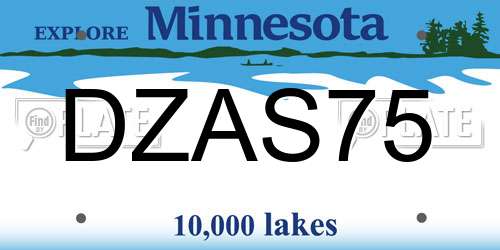 DZAS75 Minnesota License Plate