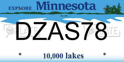 DZAS78 Minnesota License Plate