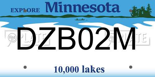 DZB02M Minnesota License Plate