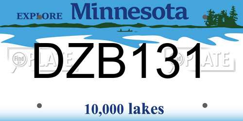 DZB131 Minnesota License Plate