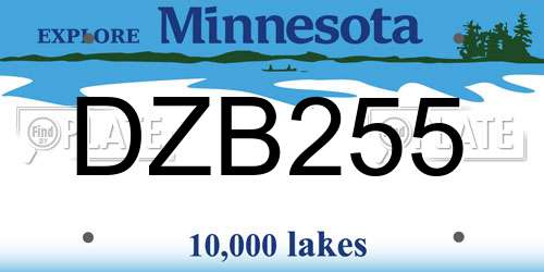DZB255 Minnesota License Plate