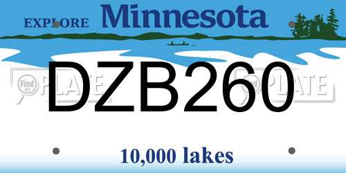 DZB260 Minnesota License Plate