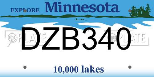 DZB340 Minnesota License Plate