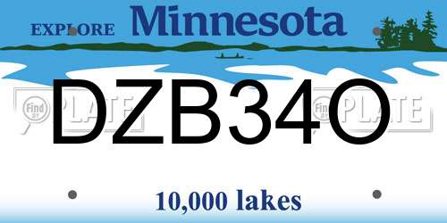 DZB34O Minnesota License Plate