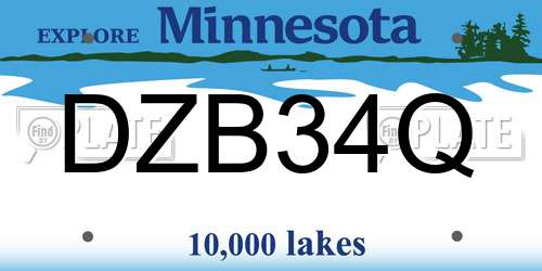 DZB34Q Minnesota License Plate