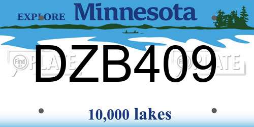 DZB409 Minnesota License Plate