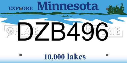 DZB496 Minnesota License Plate