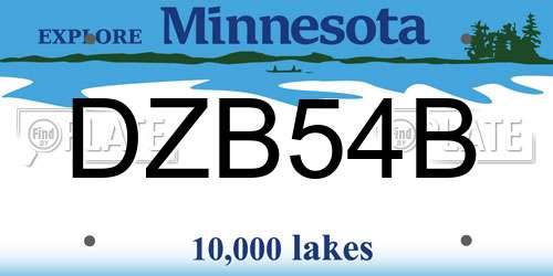 DZB54B Minnesota License Plate