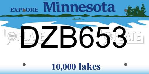 DZB653 Minnesota License Plate