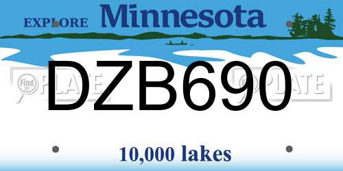 DZB690 Minnesota License Plate