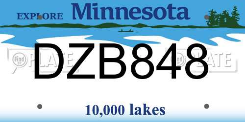 DZB848 Minnesota License Plate