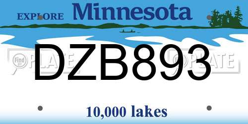 DZB893 Minnesota License Plate