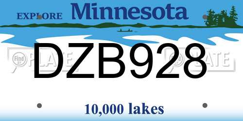 DZB928 Minnesota License Plate
