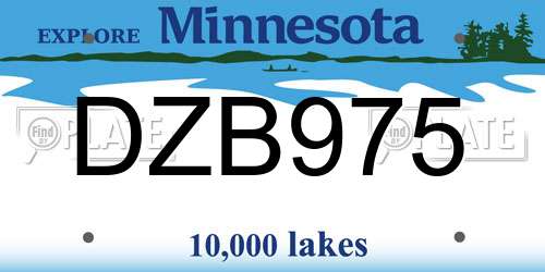 DZB975 Minnesota License Plate