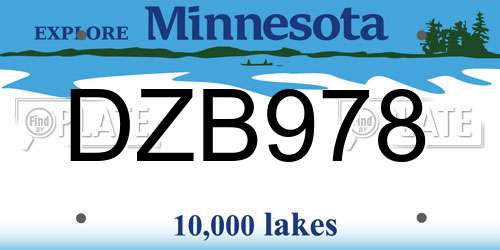 DZB978 Minnesota License Plate