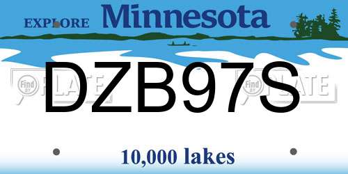 DZB97S Minnesota License Plate