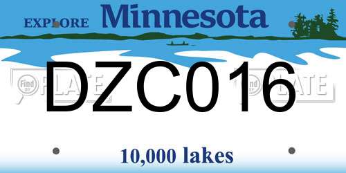 DZC016 Minnesota License Plate