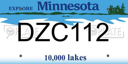 DZC112 Minnesota License Plate