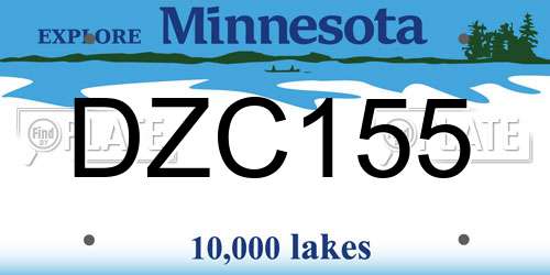 DZC155 Minnesota License Plate
