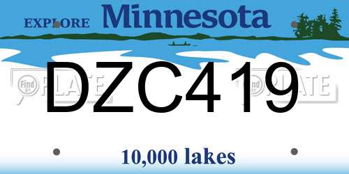 DZC419 Minnesota License Plate