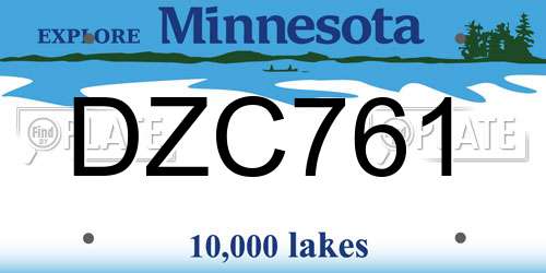 DZC761 Minnesota License Plate