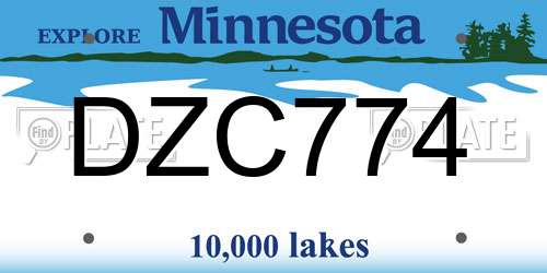 DZC774 Minnesota License Plate