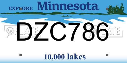 DZC786 Minnesota License Plate