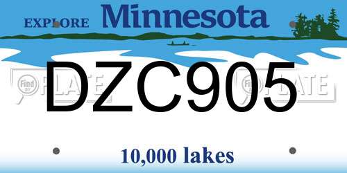 DZC905 Minnesota License Plate
